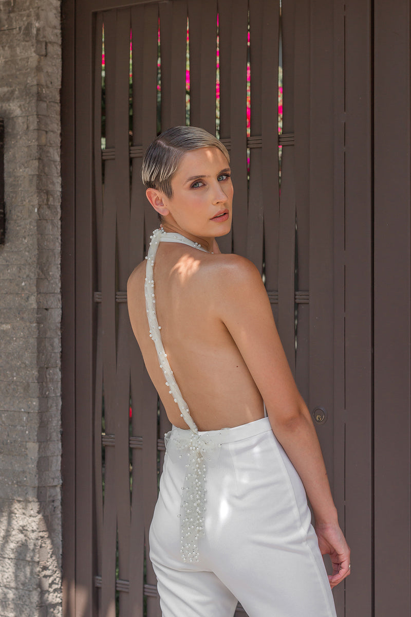 c Vestido novia halter, pantalón y falda tul. – DebhHerrera