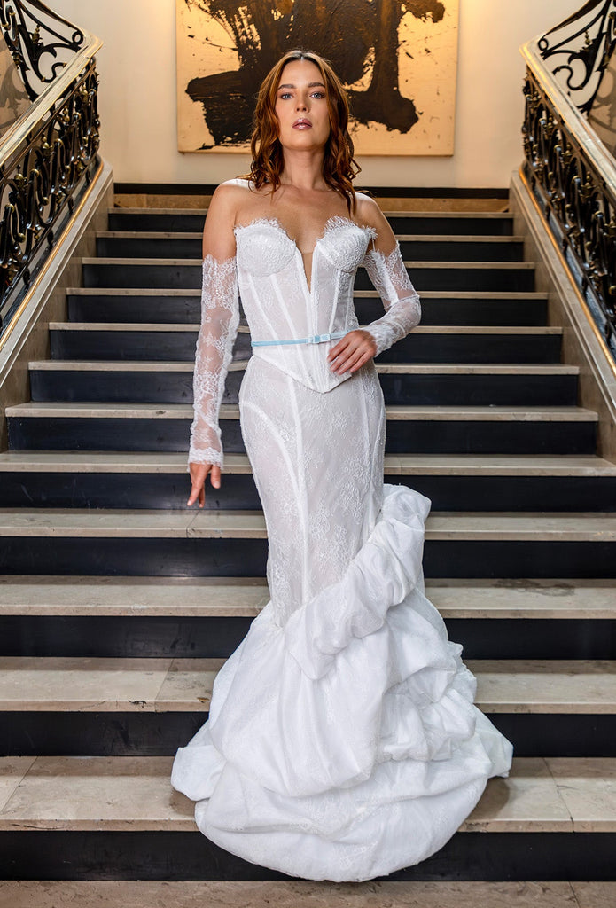 aa "Lace Garden Bubble" Vestido de novia sirena